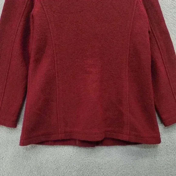 LL Bean Jacket Womens Medium Bellandi Boiled Wool Made In Italy Red Burgundy - Picture 9 of 10